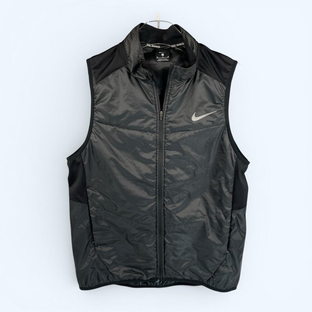 Nike Running Vest Men's Black Zip Lightweight Insulated Medium